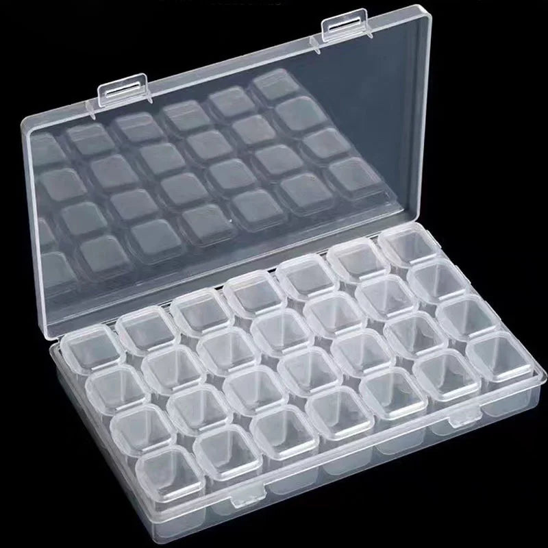 28 Slots Rainbow Nail Art Glitter Rhinestone Storage Case New Elegant Plastic Jewelry Container Organizer for Nail Beauty MegaBDM