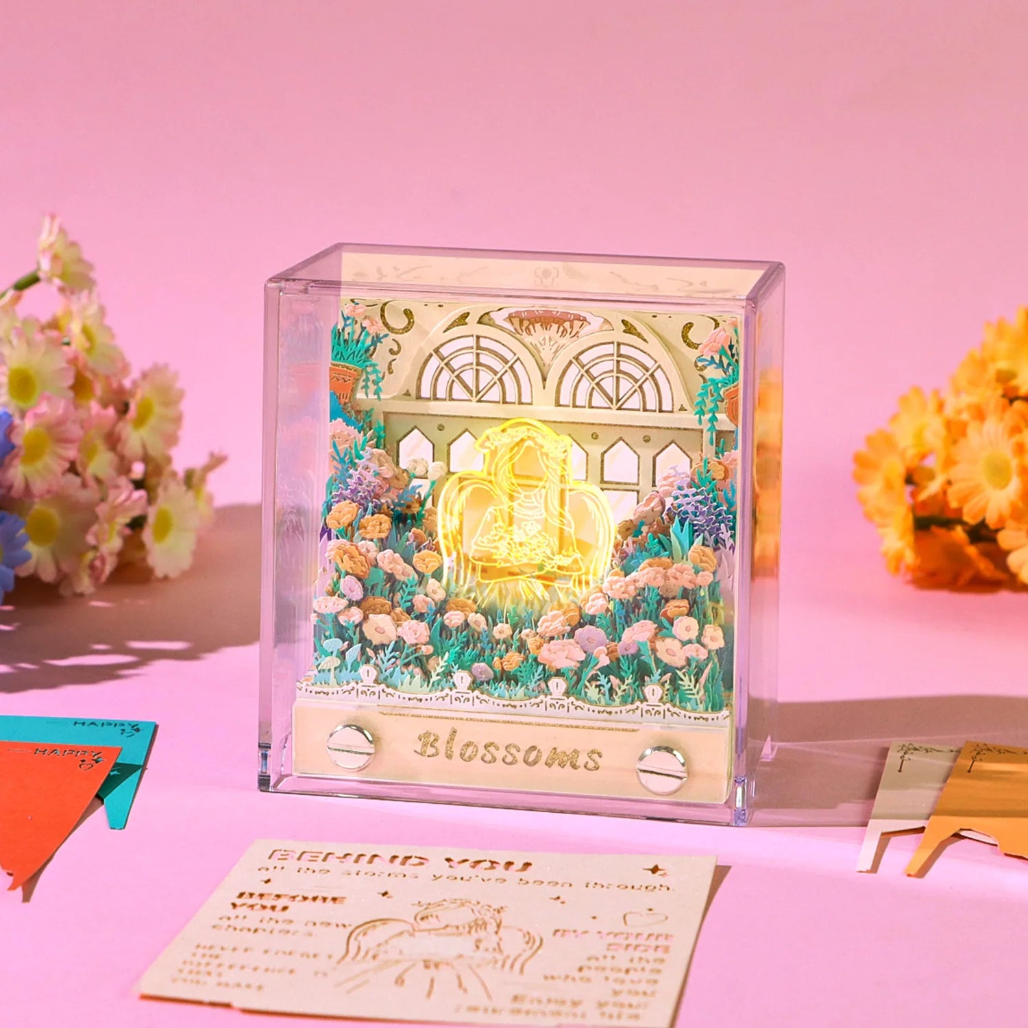 Unique Mother's Day Gift 3d Memo Pad Carnation Blossom 3d Model Hand Tear Satisfying ASMR Paper Pieces Notes Block with Gift Box