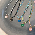 SP Korean Colorful Beaded Necklace Shell Pendant Women Choker Necklace Beads