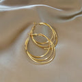 Fashion Layered Gold Plated Round Dangle Earrings 3 Layers Gold Plated Hoop Earrings for Women