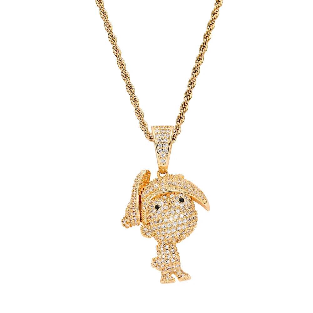CN273  Brass Zircon   Pendant  Necklace Hip Hop Gift Jewelry Bling Bling