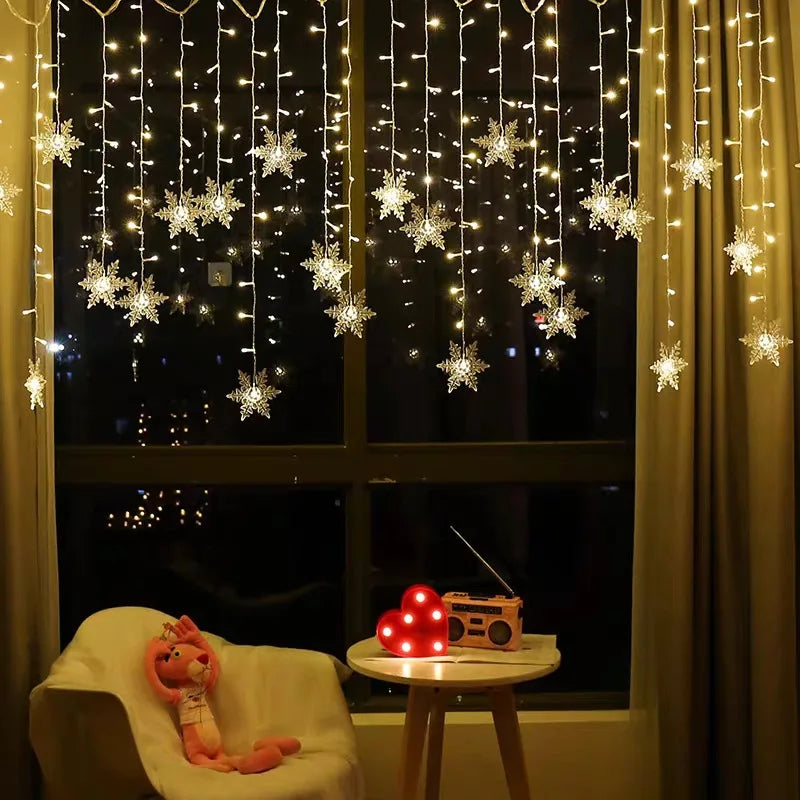 LED Snowflake Curtain LED Night Light Fairy Christmas Lamp Holiday LED Light Fairy Christmas Lamp Holiday Lighting XNL545