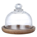 Hot Sale Mini Dessert Display Plate with Glass Lid Japanese Solid Wood Dessert Display Stand Cake Tray