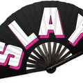 Large 33cm Bamboo UV Neon Light Hand Fan with Traditional Cartoon Angel & Advertising Styles