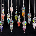 Natural Crystal Pendulum Healing Chakra Reiki Quartz Chip Gemstone Tree of Life Style Resin Pendulum for Divination Dowsing