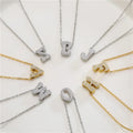 NZ1465 Retro Iced Out Gold Plated CZ Paved Bubble Alphabet Letter Charm Pendant Necklaces Initial Charm Chain Necklace for Women
