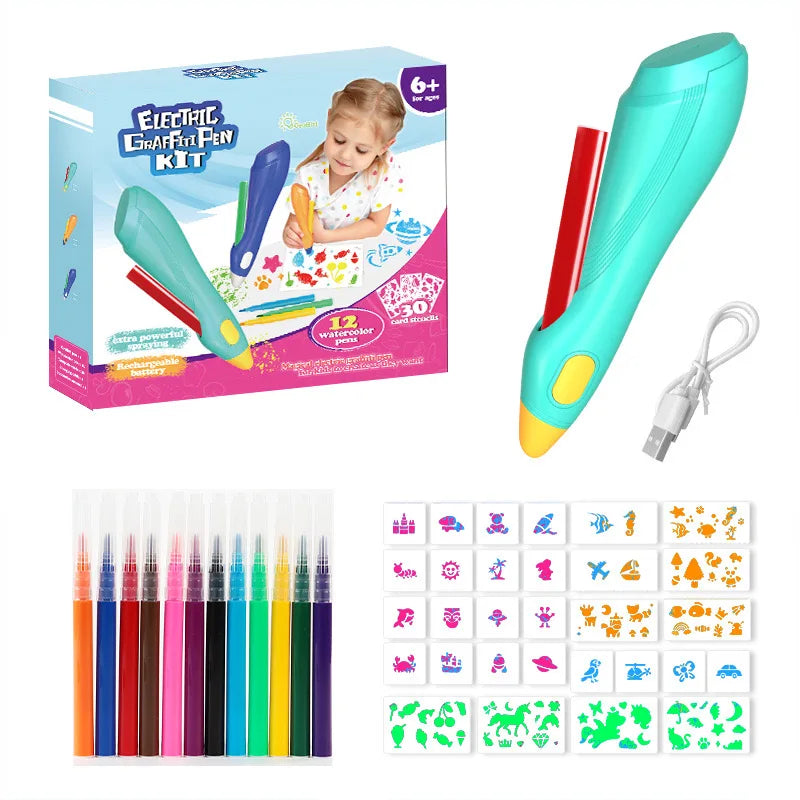 Rechargeable ABS Electric Airbrush Spray Magic Pens Kids' Coloring Sketching and Card Making Tool