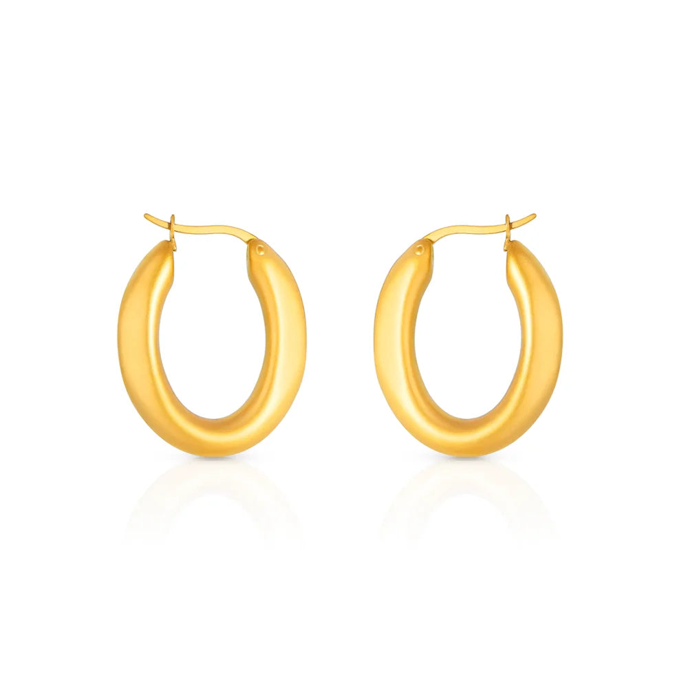 Chris April 316L Stainless Steel Thick PVD Gold Plated Trend Statement Hoop Earrings for Women