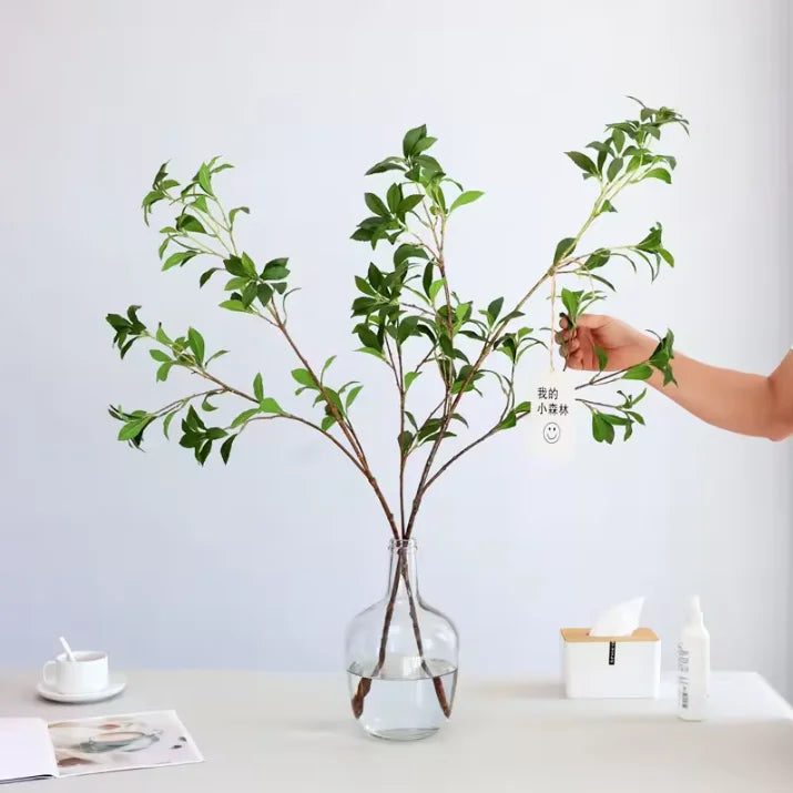 Artificial Greenery Stems Faux Ficus Branches Leaf Stem for Vase Filler Home