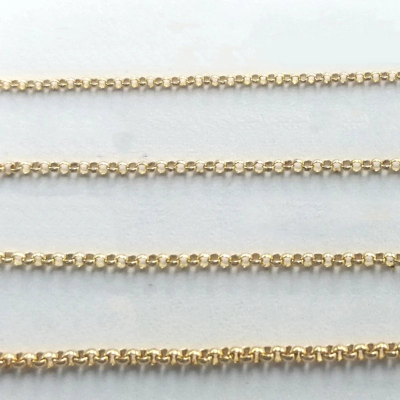 No Clasp Semi-product Chain 14K Rolo Belcher Link Chain 0.85mm 1mm 1.1mm 1.3mm AU585 Real Yellow Gold Chain Wholesale for Making