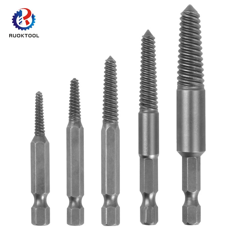 Screw Extractor Drill Bit Broken Bolt Remover Easy Take Out Screw Tools 5pcs Damaged Hex Shank Screw Extractor