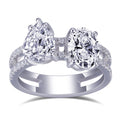 Custom Design MSR-682 14k White Gold Women Two Stones Wedding Fancy Moissanite Diamond Ring