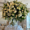 ISEVIAN Beige Artificial Silk Rose and Peony Kissing Flower Ball for Wedding Party Decoration