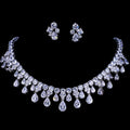 2022 Wholesale Elegant Bridal Jewelry Wedding Crystal Necklace Earrings Shiny Element Flower Zircon Jewelry Set for Women Girls