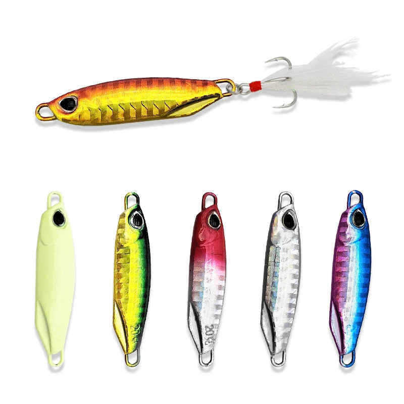 2026 7g/10g/15g/20g/30g Fishing Spinnerbait Metal Lure Tuna Lures Glow in the Dark Fishing Tackle Lead Minnow Jigging Pesca