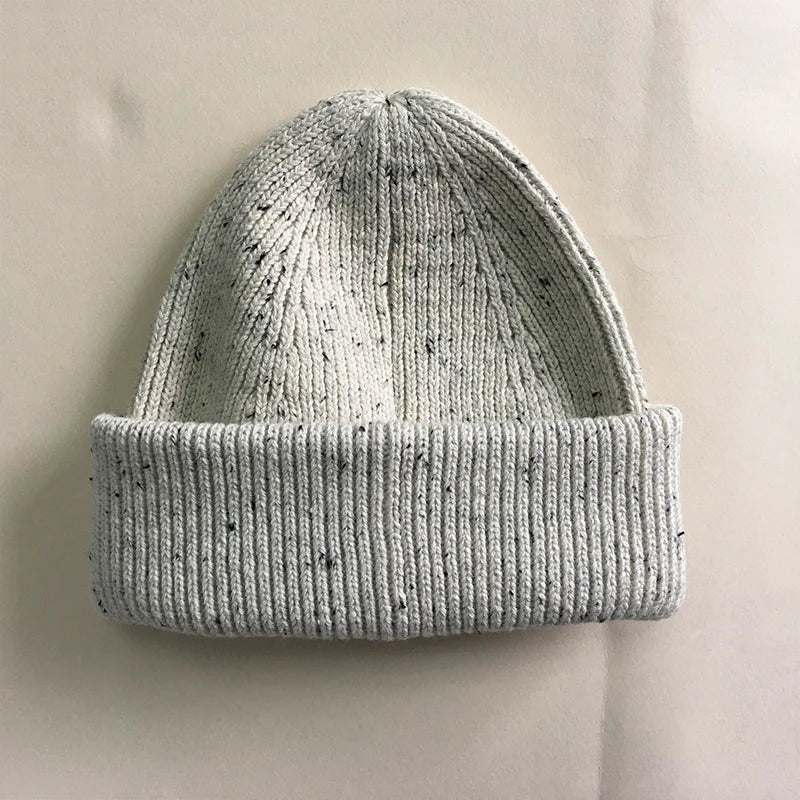 Pure Cotton Ribbed Cuffed Beanie Minimalist Nordic Style Soft Textured Knit Solid Color Unisex Customizable for Autumn Winter