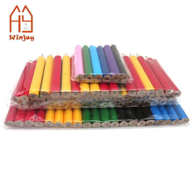 Short Triangular Fat Pencils 3.5 Inch Wood Toddler Triangle Pencil Children Jumbo Fancy Pencils for Preschoolers