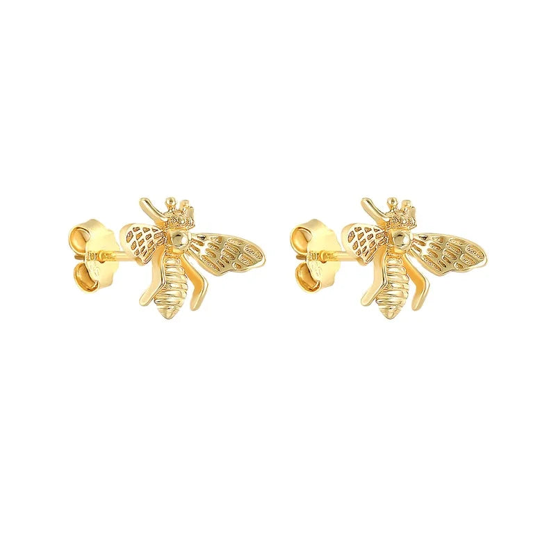 925 Sterling Silver Bee Stud Earring 18K Gold Plated Earring