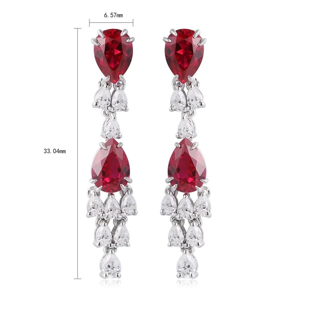 Customized Trendy Fashion Sparkling Jewelry S925 Silver Lab Grown Ruby Stud Earrings for Women Party Engagement Wedding Gift