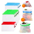 Stock Custom Available 30X20Cm Drawstring Solid Color Cotton Polyester Fabric Fruit Protection Mesh Bag