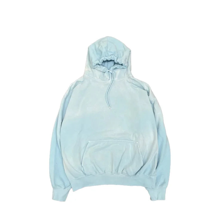 Custom Color Heavyweight Cotton French Terry Vintage Wash Mens Hoodie Oversized Acid Washed Distressed Crocheted 100% Cotton XL