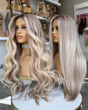 100% Unprocessed Virgin Transparent Lace Human Hair Wigs Virgin European Human Hair Highlight Blonde HD Lace Front Wig