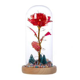 Glass Cover Luminous Christmas Tree DecorationArtificial Flower Rose With LightSuit for Christmas Thanksgiving Wedding