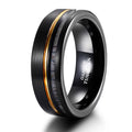OAHLAN Fashion Male Jewelry Non-Fading 8mm Antler Inlay Gold Grooved Black Tungsten Carbide Rings for Men Wedding Gift