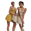 New Women Back Beauty Dress Women Tennis Dress Fitness Running With Shorts Pockets Push up High Elastic Skirt Set Custom