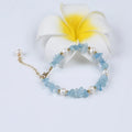 Fashion Adjustable Natural Freshwater Pearl Gravel Aquamarine Bracelet