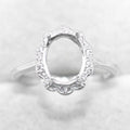 Sterling Silver 7*9mm Semi Mount Ring Empty Frame Blank Support Claw Setting S925 Base Holder Without Center Stone for DIY Inlay