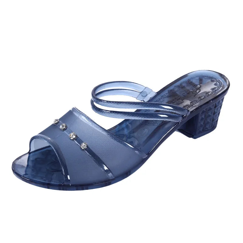 Women New Solid Colour Fashion Slippers Fish Mouth Trend Ladies High Heeled Sandals Comfortable Lightweight Ladies Casual Shoes
