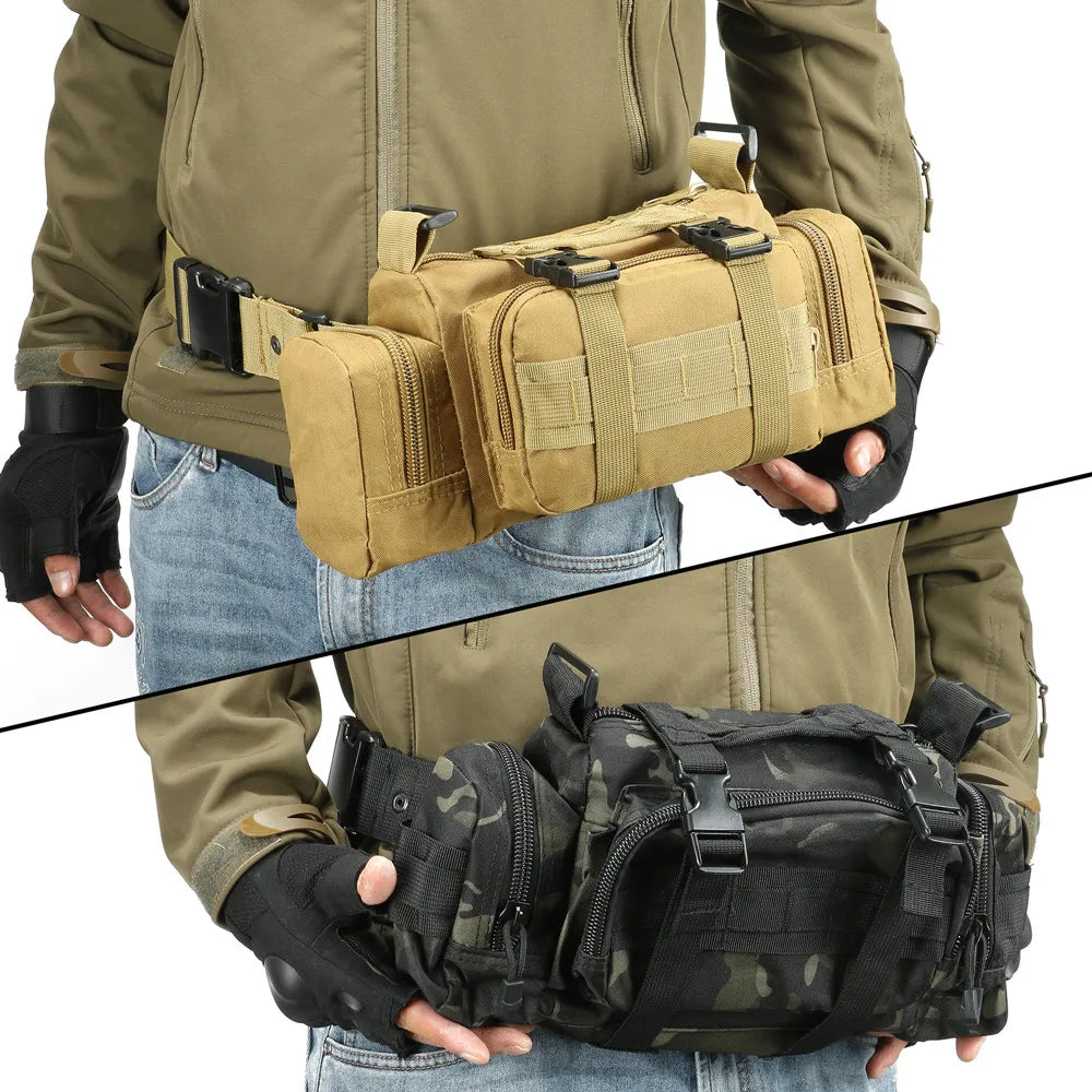 Outdoor Tactical Waterproof Embroidered Zipper Waist Bag Durable Crossbody Messenger Pouch Logo for Camping Hiking 3P Chest Bag
