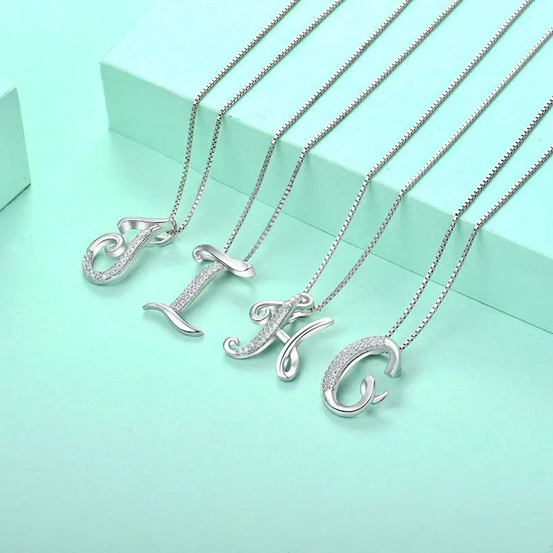 YH JEWELLERY Personalised 925 Sterling Silver Chain Custom Name Pendant with Iced Out Letters and Diamond Rock Style Necklace