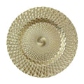 Elegant Peacock Feather Pattern Gold Charger Plate Eco-Friendly Reusable Stylish Party Supplies 100pcs Minimum Order