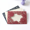 Colorful European Style Lace Wedding Invitations Cards Dark Blue Red Ivory Color Laser Greeting Card