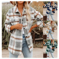 Women's Wool Blend Jacket Coat Plaid Shirt Shacket Women Coats Winter and Autumn Women  Warm Jacket