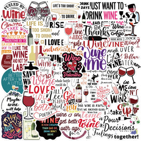 50PCS Reusable drink glass funny wine quotes happy wine sticker