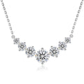Valentines Day Gifts Heart Moissanite Pendant S925 Sterling Silver Chain Women Smile 1.7CT 7 Stone Lab Created Diamond Necklace