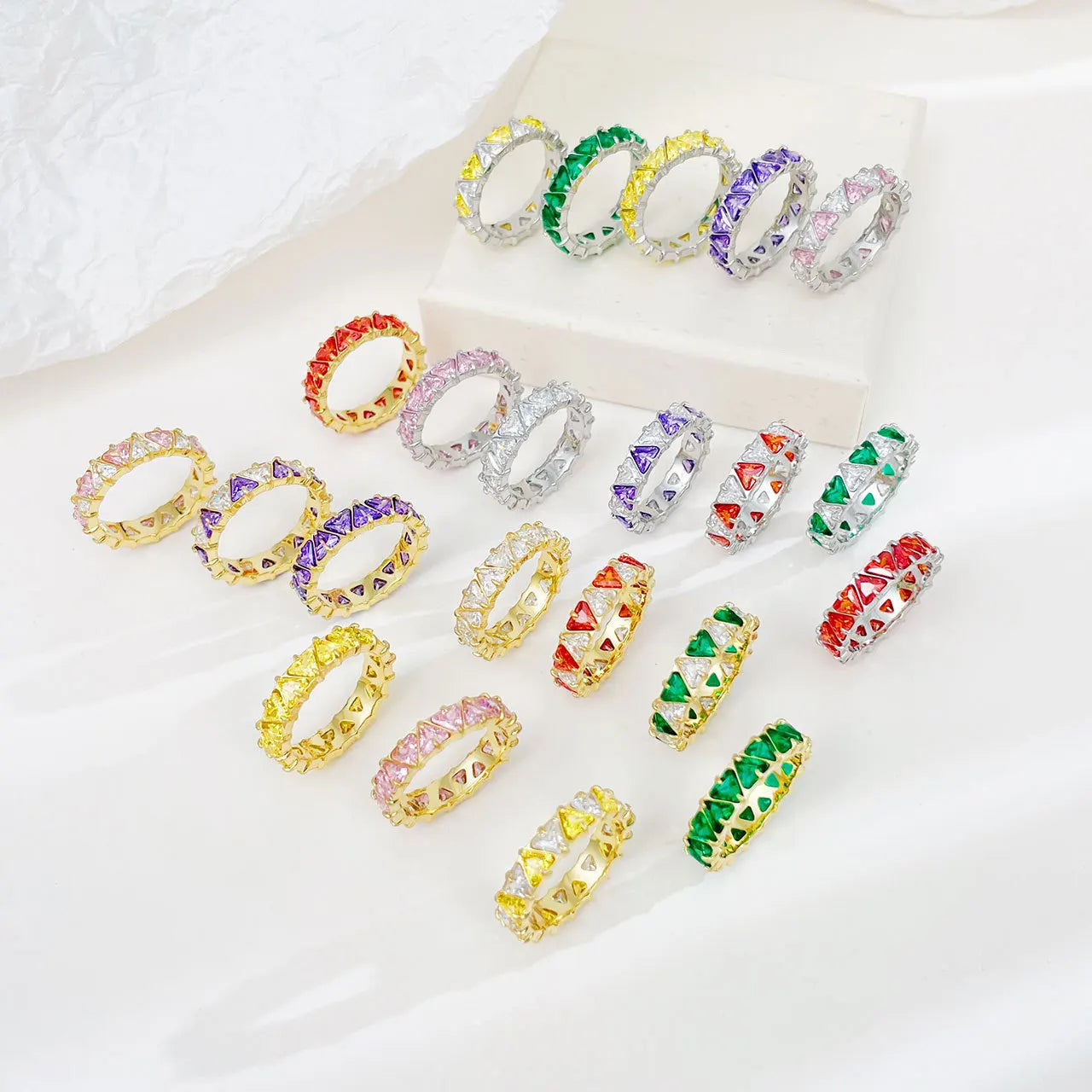Women's Classic Eternity Dainty Finger Rings Wholesale Stainless Steel 18k Gold Plated Heart Cut Zircon Inlay Trendy Rings