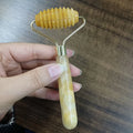 Yellow Jade Roller Massager Self Massage Therapy and Relax Full Face Tools