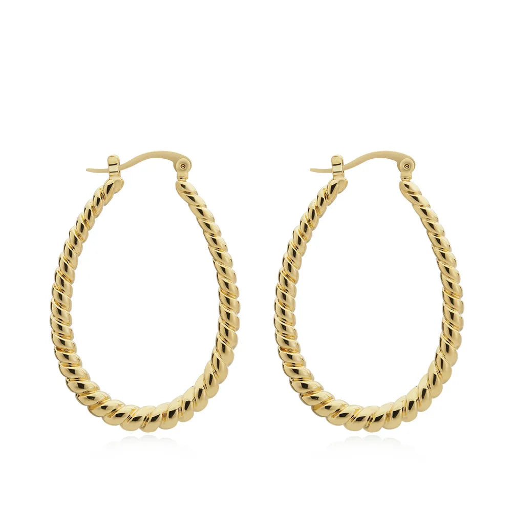 Twisted lines U Shape Hoop Earrings Gold Color Cute Geometric Water Droplets Hoops Earings Fashion Jewelry For Women