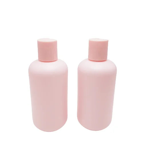 8 oz Pink Plastic Lotion Bottles 250ml Customizable with Disk Cap for Cosmetics Shampoo and Skin Care Serum