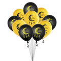 12" 10Pcs Eid Mubarak Latex Balloon Golden Black Castle Moon Star Birthday Party Decor Ramadan Mubarak Supplies XJ0191-A