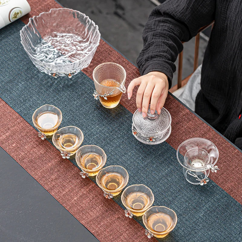 Hot Selling Exquisite Tea Set With Glass Small Cup Tea Filter Tea Wash Bowl  Gaiwan for Drinking Set