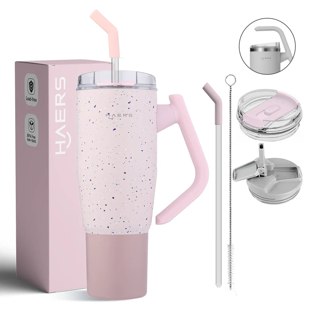 Custom 40 oz Stainless Steel Double Wall Vacuum Metal Cup Travel Coffee Mug 32oz Tumbler with Handle