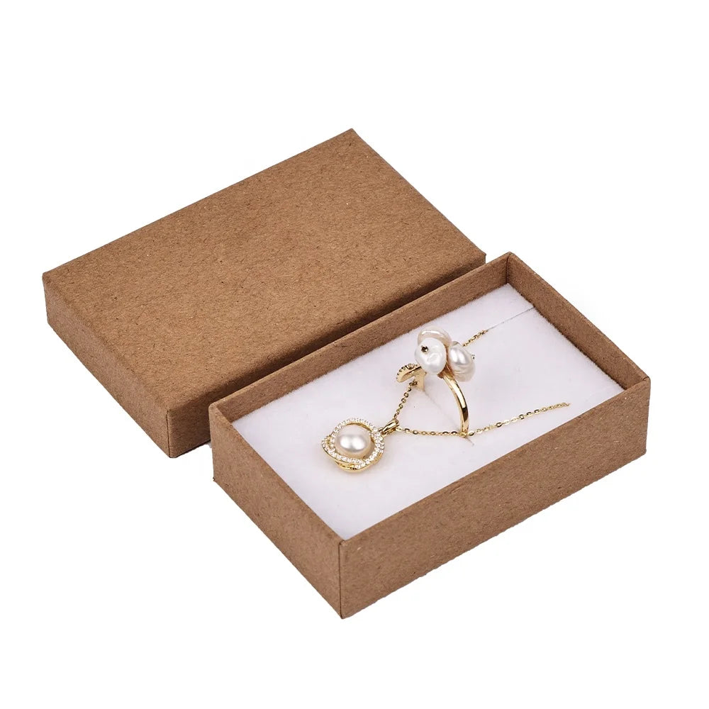 Custom Logo Kraft Paper Pendant Necklace Box Paperboard Jewelry Box Jewelry Promotion Packaging Box