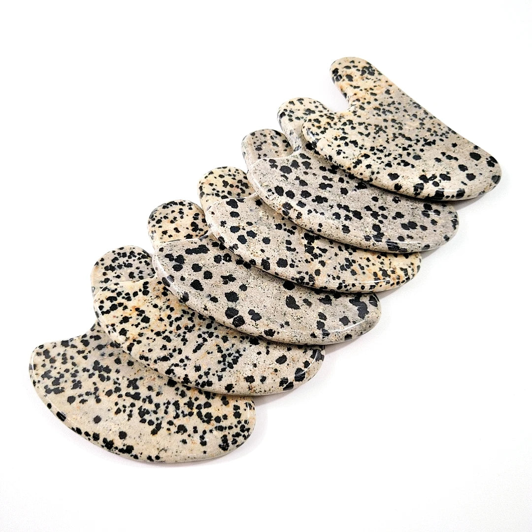 DIY Best Sell Natural Stone Facial Anti Aging Natural Heart Dalmatian Jasper Gua Sha for Face