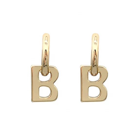 Custom Earring Gift Fashion Designer Jewelry Famous Brand Stainless Steel Initial Letter B Women Earrings Hoops 18k Gold Filled
