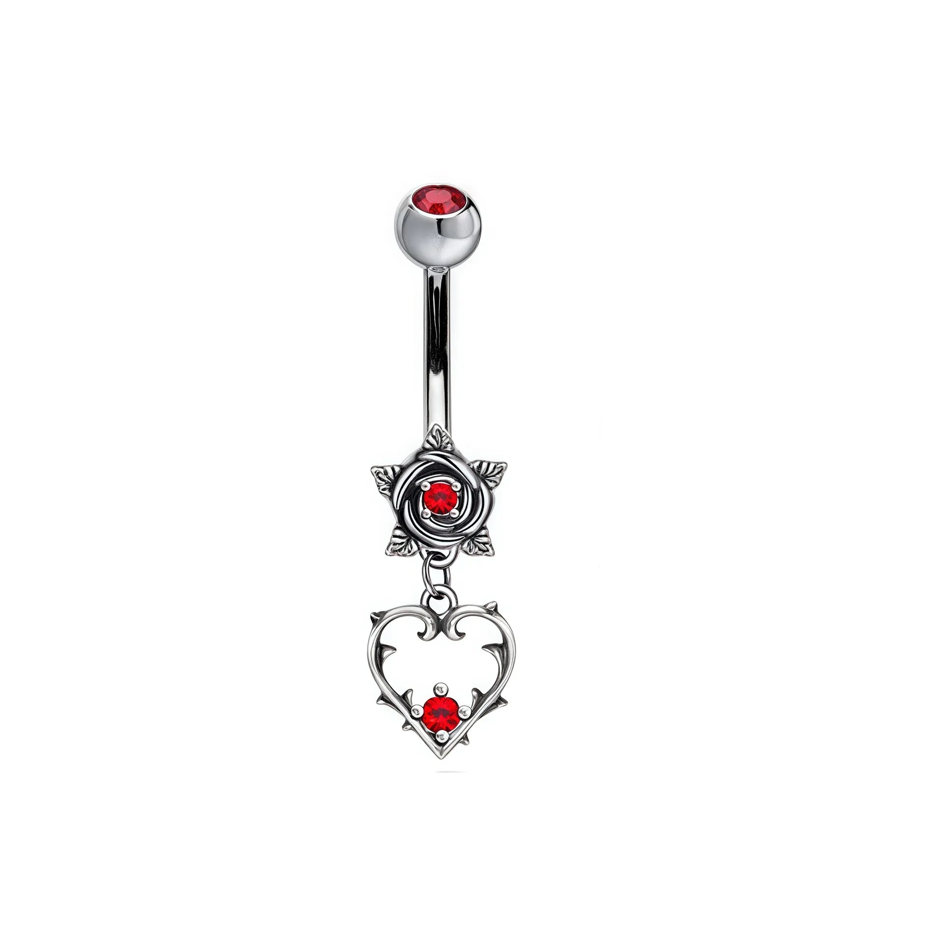 European and American Stainless Steel Thorn Rose Navel Ring Flower Navel Nail Navel Buckle Body Piercing Accessories Wholesale